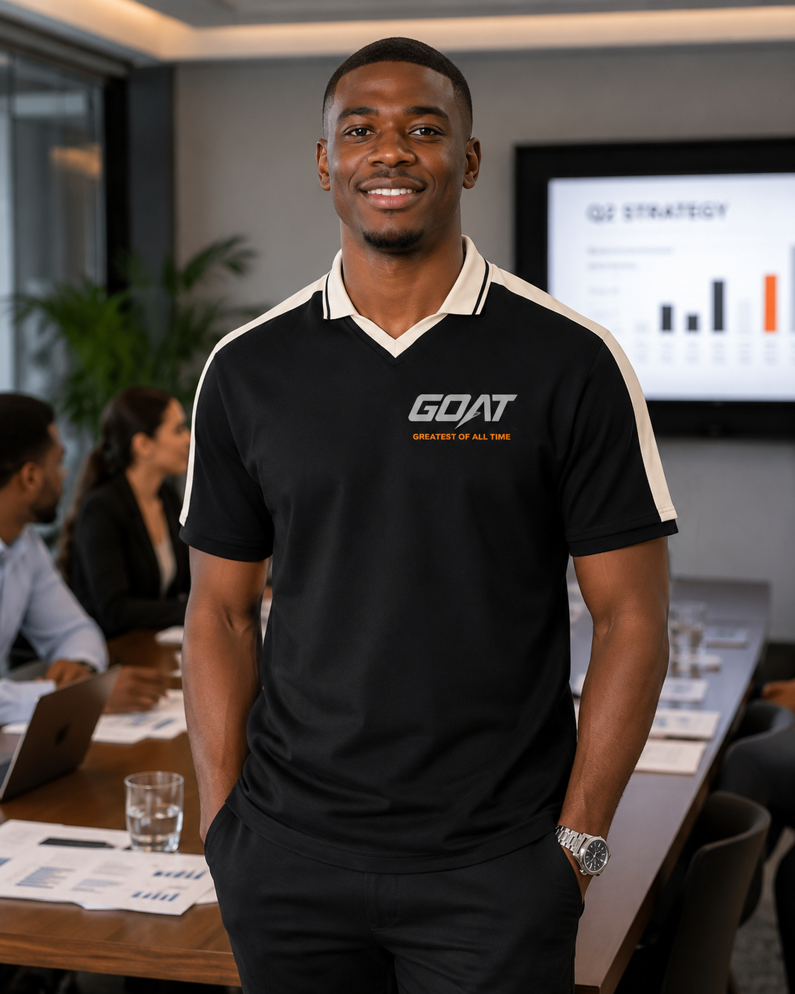 G.O.A.T. Society Unisex Color Block Polo Shirt