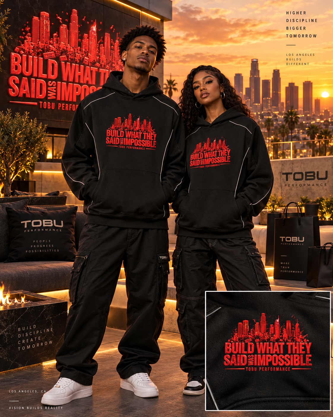 TOBU BUILD WHAT THEY SAID IS IMPOSSIBLE 345 GSM OVERSIZED PIPING FLEECE HOODIE | UNISEX