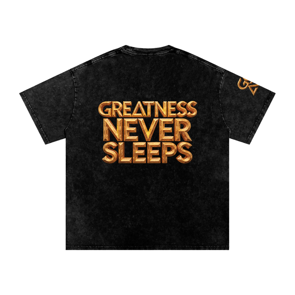 GOAT SOCIETY Greatness Never Sleeps Snow Washed Oversized Cotton T-Shirt