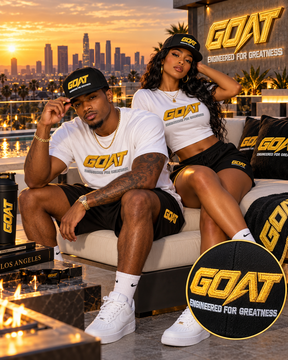GOAT ENGINEERED FOR GREATNESS EMBROIDERED SNAPBACK | HIGH PROFILE FLAT BILL CAP