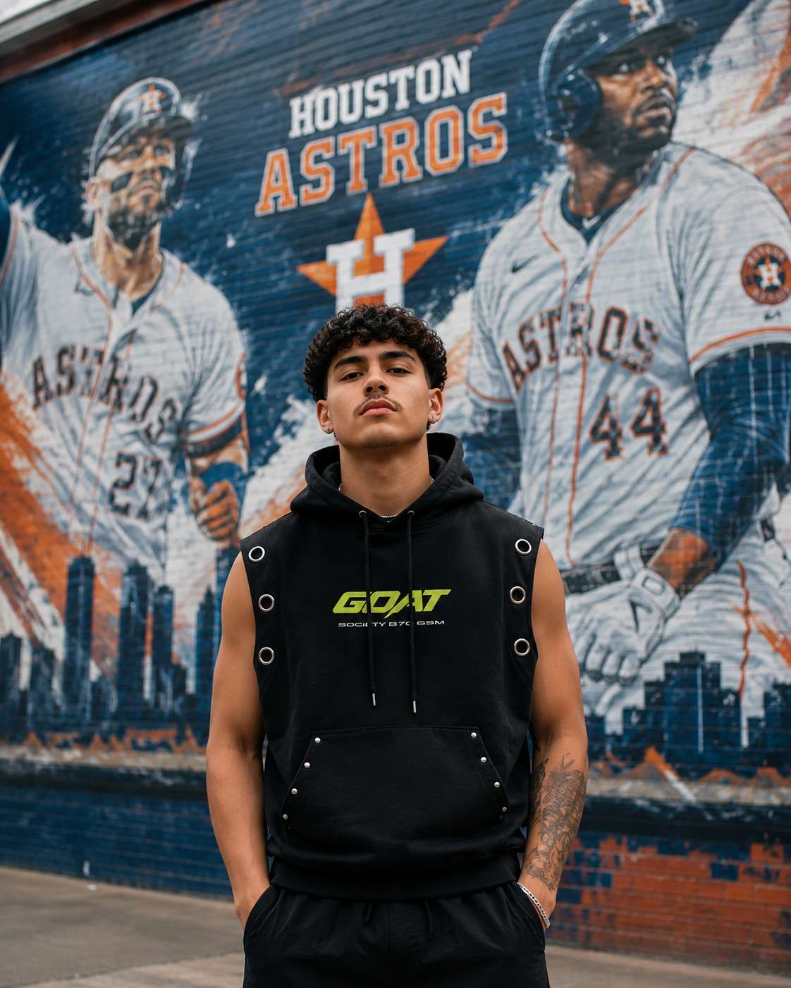 GOAT SOCIETY 370 GSM VINTAGE WASH SLEEVELESS HOODIE