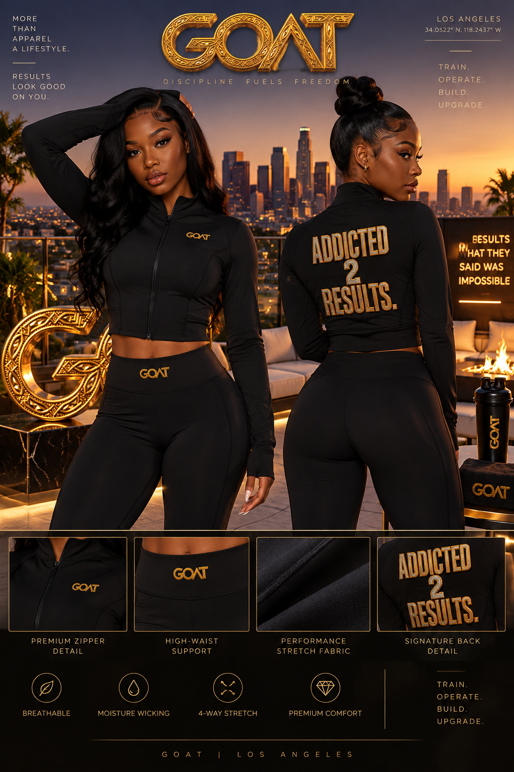 ADDICTED 2 RESULTS WOMEN’S HIGH-WAISTED YOGA LEGGINGS | 220 GSM PERFORMANCE ACTIVEWEAR