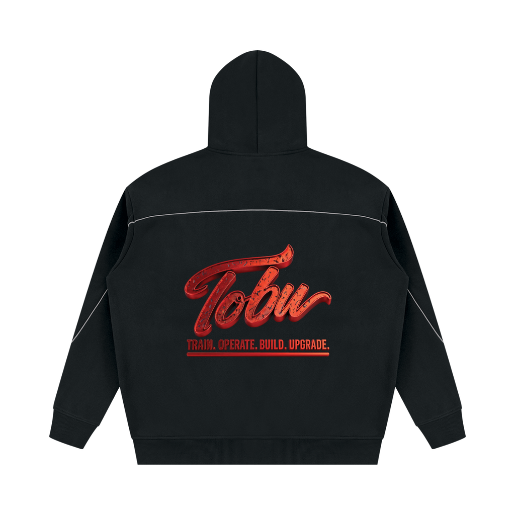 TOBU BUILD WHAT THEY SAID IS IMPOSSIBLE 345 GSM OVERSIZED PIPING FLEECE HOODIE | UNISEX