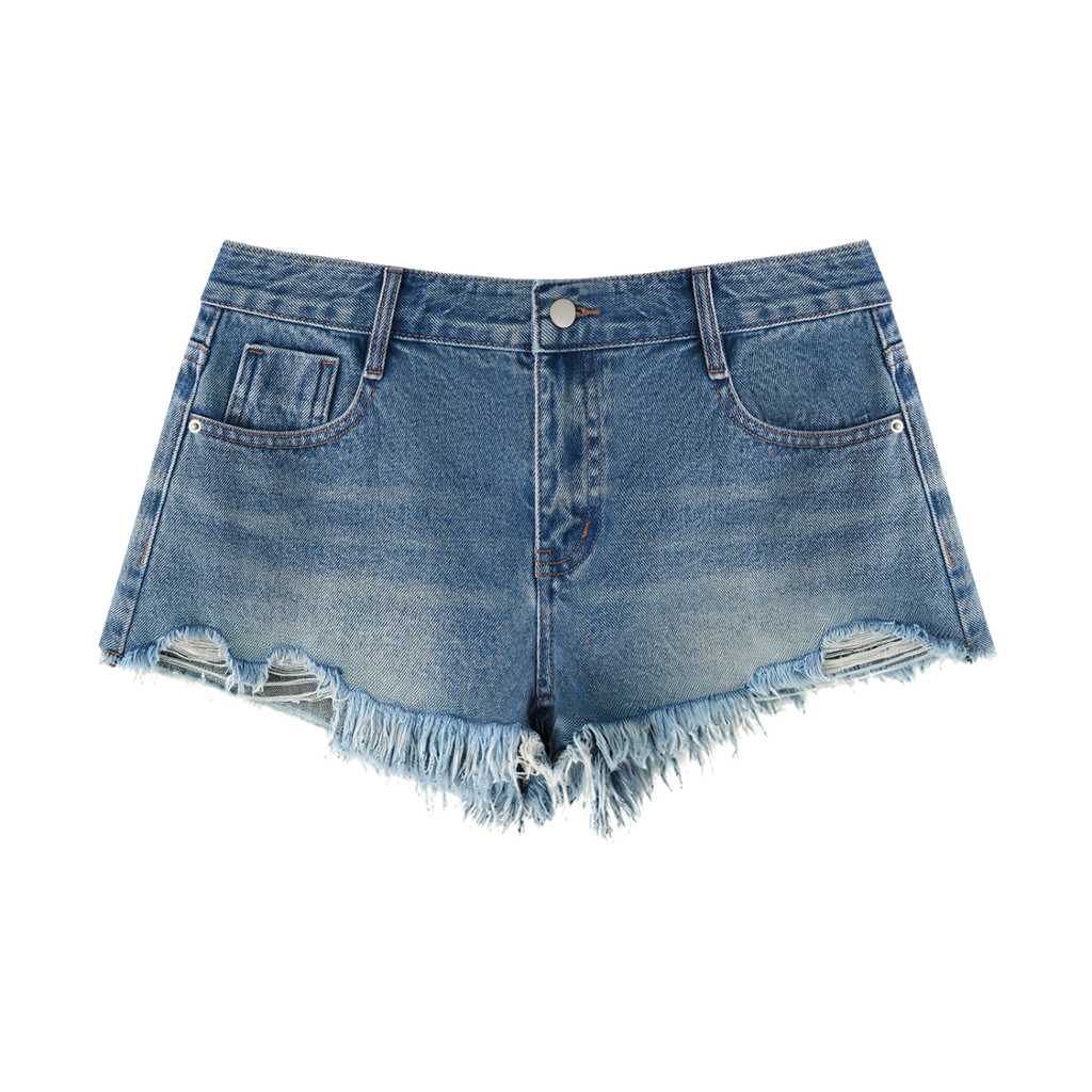 GOAT SOCIETY 430 GSM Y2K VINTAGE WASH DENIM SHORTS