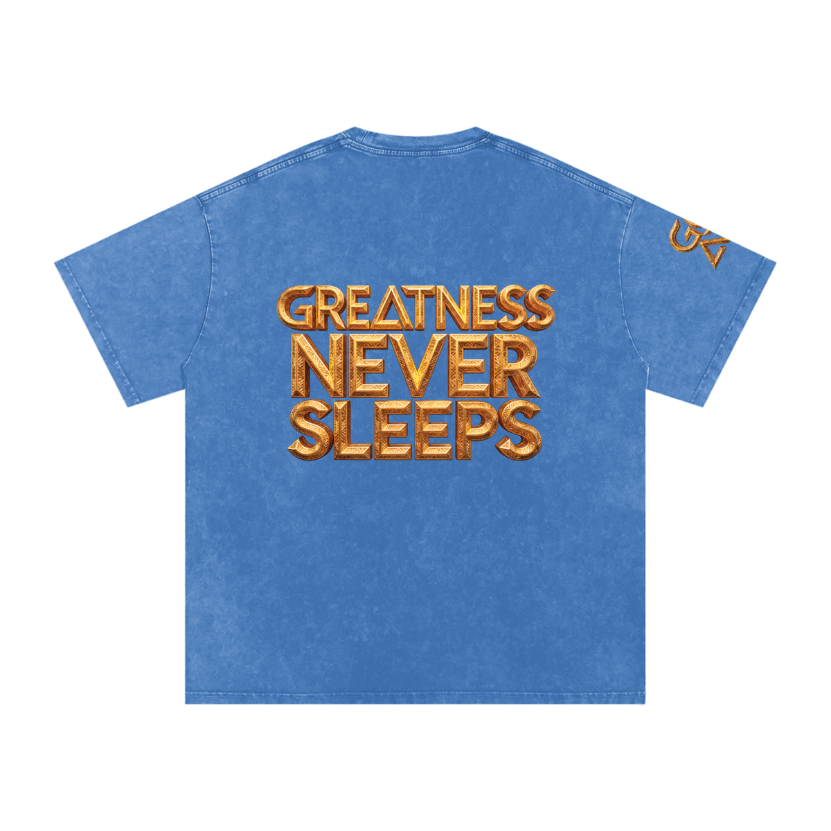 GOAT SOCIETY Greatness Never Sleeps Snow Washed Oversized Cotton T-Shirt