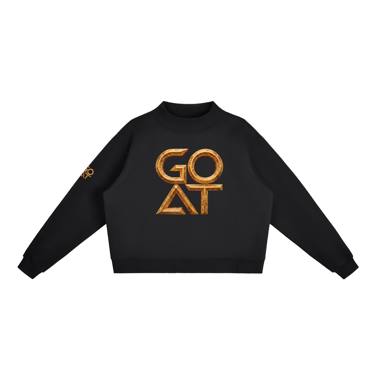 GOAT SOCIETY Greatness Never Sleeps Essential Fleece Mock-Neck Crew Sweatshirt