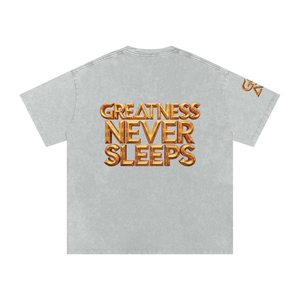 GOAT SOCIETY Greatness Never Sleeps Snow Washed Oversized Cotton T-Shirt