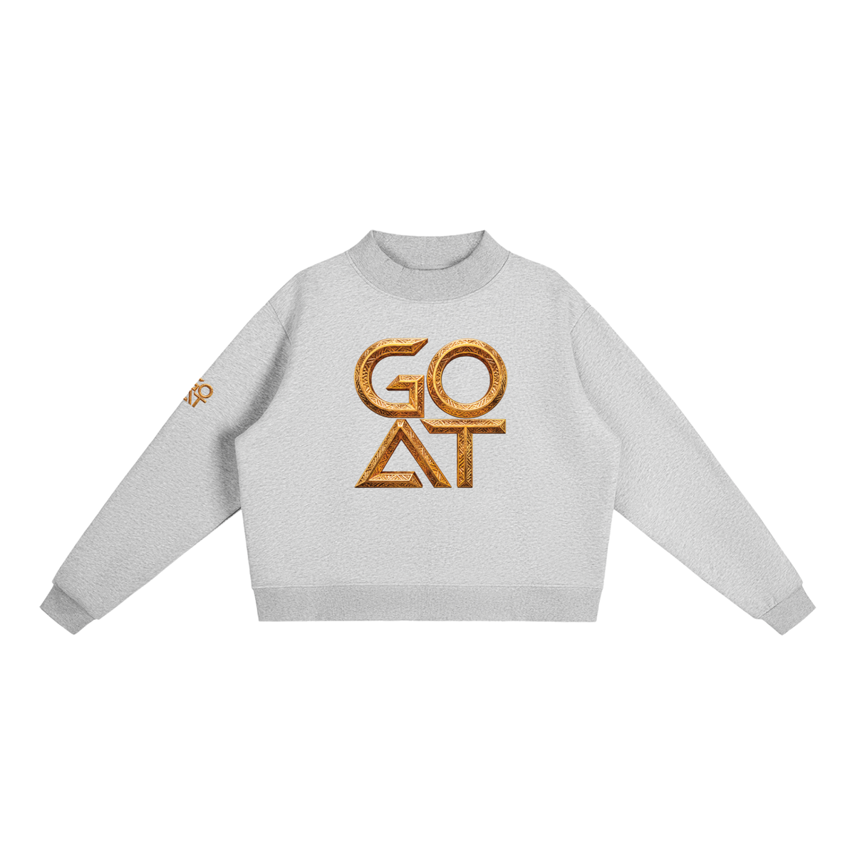 GOAT SOCIETY Greatness Never Sleeps Essential Fleece Mock-Neck Crew Sweatshirt