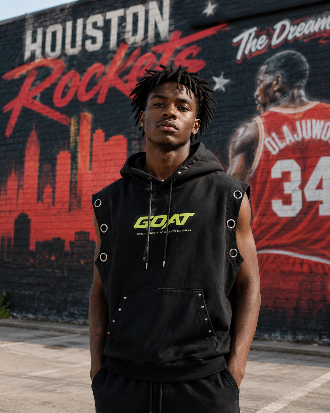 GOAT SOCIETY 370 GSM VINTAGE WASH SLEEVELESS HOODIE