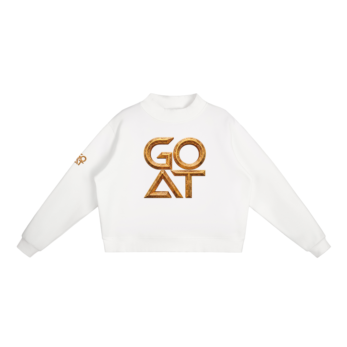 GOAT SOCIETY Greatness Never Sleeps Essential Fleece Mock-Neck Crew Sweatshirt