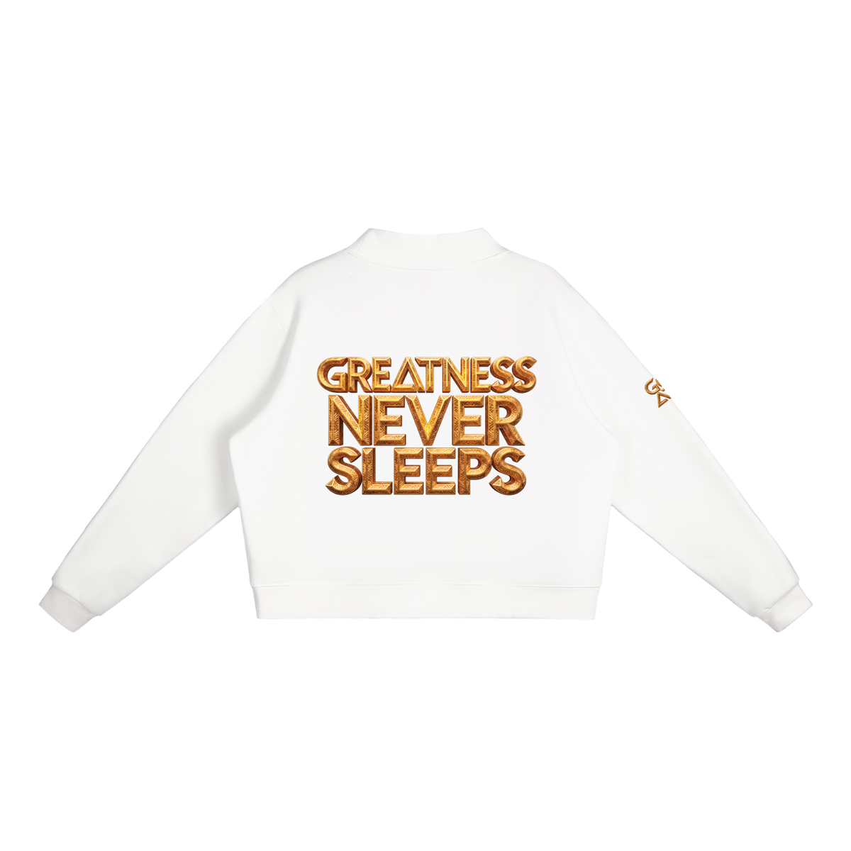 GOAT SOCIETY Greatness Never Sleeps Essential Fleece Mock-Neck Crew Sweatshirt