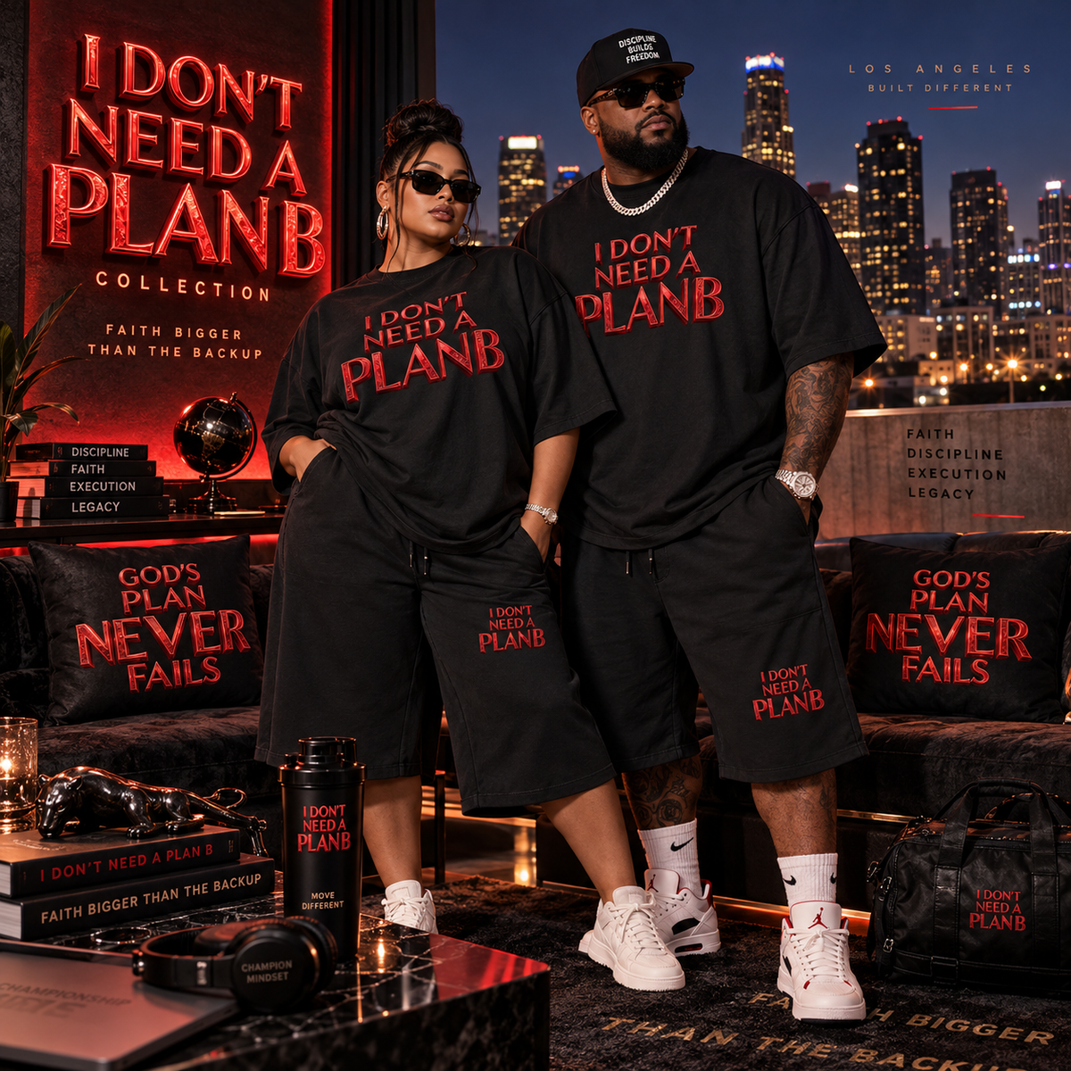 I DON’T NEED A PLAN B LARGER THAN LIFE VINTAGE WASHED OVERSIZED T-SHIRT | 260 GSM COTTON